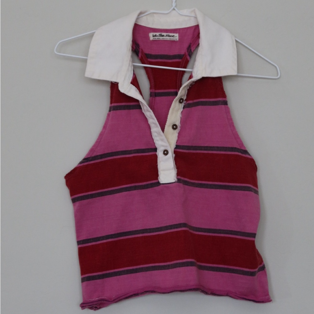 We the free walking on sunshine collared striped tank